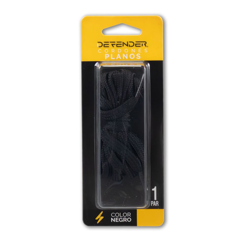 Cordones Defender Plano Negro Medium